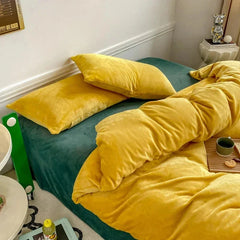 Reversible Duvet Set Velvet - Yellow & Green (287)
