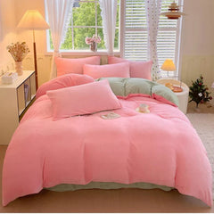 Reversible Duvet Set Velvet - Baby Pink & Grey (278)