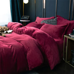 Plain Duvet Set Velvet - Maroon (292)