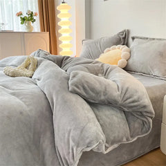 Plain Duvet Set Velvet - Grey (294)