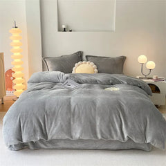 Plain Duvet Set Velvet - Grey (294)
