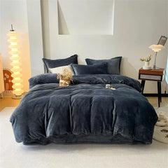 Plain Duvet Set Velvet - Black (293)