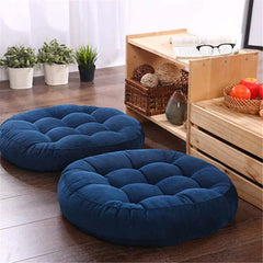 Pack of 2 Round Shape Floor Cushions - Navy Blue