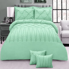 8 Pieces Pintuck & Cross Pleated Duvet Set