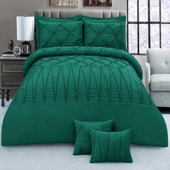 8 Pieces Pintuck & Cross Pleated Duvet Set