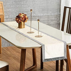 7 Pieces Velvet Table Runner Off White