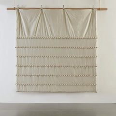 6 Pcs Luxury Duvet Set With Pom Pom Lace - Beige (052)