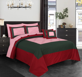 Embellish Patch Pleated Duvet Set - Pink & Red (273)