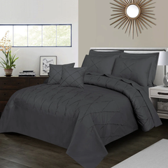 Sammy Cross Pleated Duvet Set - Dark Grey (266)