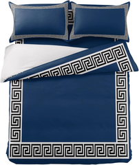 Luxury Embossed Velvet Duvet Set - Navy Blue
