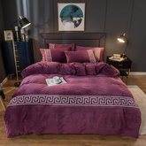 Luxury Aplic Work Velvet Duvet Set - Purple