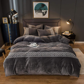 Luxury Aplic Work Velvet Duvet Set - Brown