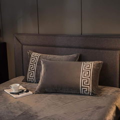 Luxury Aplic Work Velvet Duvet Set - Brown