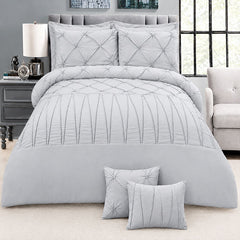 8 Pieces Pintuck & Cross Pleated Duvet Set