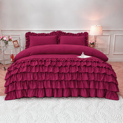 3 Pcs Ruffle Duvet Cover Set