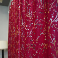 2 PCS PREMIUM QUALITY TEXTURE VELVET CURTAINS - Red