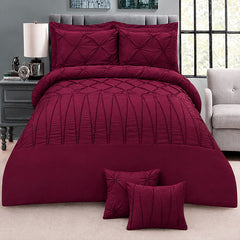 8 Pieces Pintuck & Cross Pleated Duvet Set