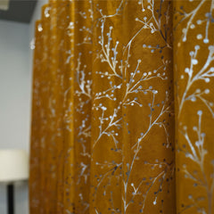 2 PCS PREMIUM QUALITY TEXTURE VELVET CURTAINS -Musted