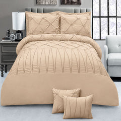 8 Pieces Pintuck & Cross Pleated Duvet Set