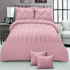 8 Pieces Pintuck & Cross Pleated Duvet Set