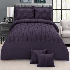 8 Pieces Pintuck & Cross Pleated Duvet Set