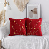 Pack of 2 Waffle Golden Veins Cushion - Maroon