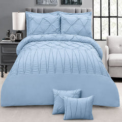 8 Pieces Pintuck & Cross Pleated Duvet Set