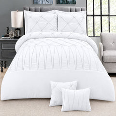 8 Pieces Pintuck & Cross Pleated Duvet Set