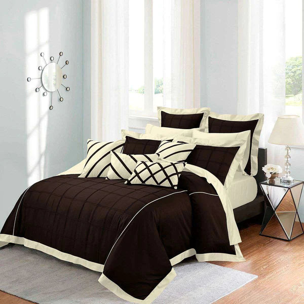 Luxury Box Pleats Duvet Set - Brown (075)