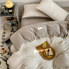 Reversible Duvet Set Velvet  - Off White & Beige (286)