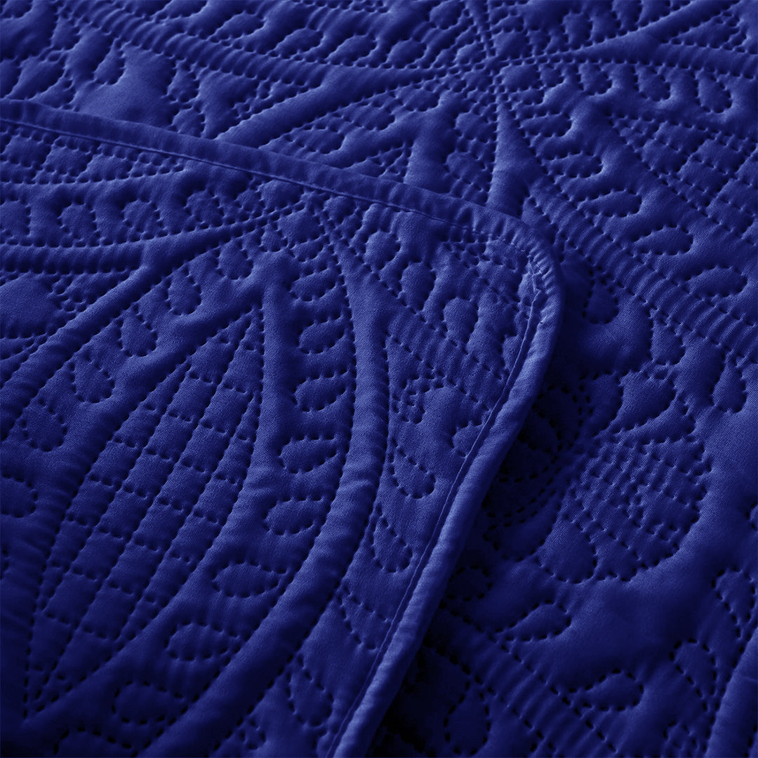3 Pcs Ultrasonic Bedspread - Navy Blue (011)