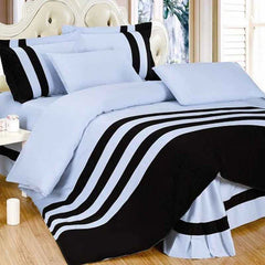 Sky Blue & Black Stripe Duvet Set (217)