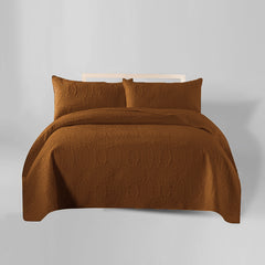 3 Pcs Ultrasonic Bedspread - Light Brown (010)