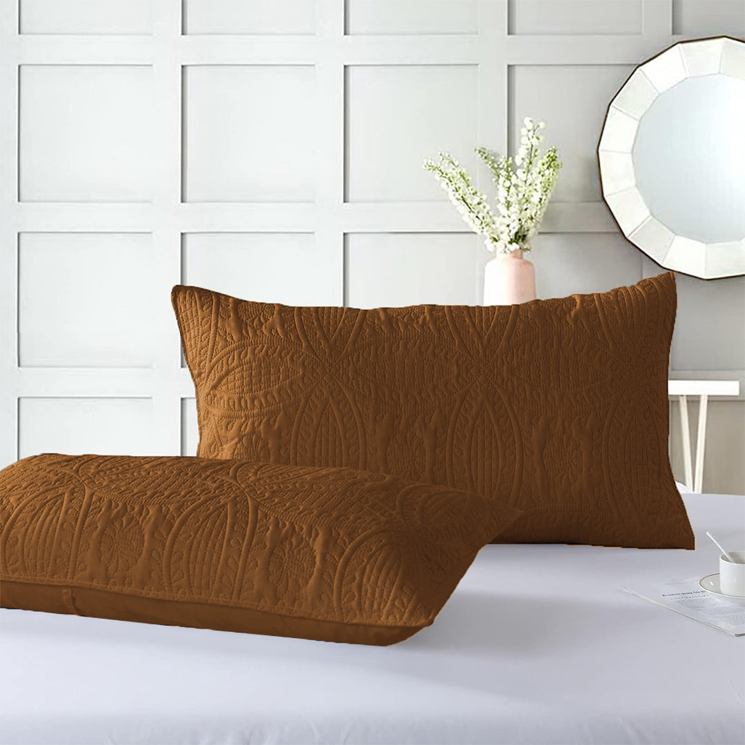 3 Pcs Ultrasonic Bedspread - Light Brown (010)