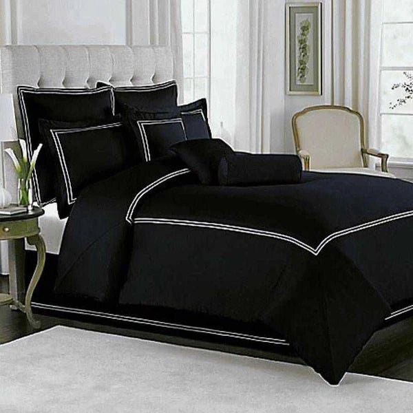 Cotton Sateen Baratta Stitch Duvet Set - Black & White