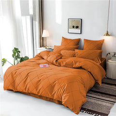 Cross Pleated Duvet Set - Orange (035)