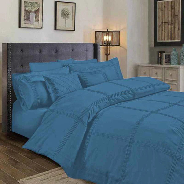 Box Pleated Duvet Set - Sky Blue (016)