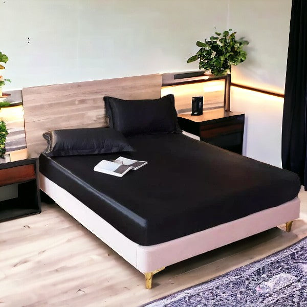 Rangooli Silk fitted sheet - Black