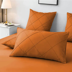 Cross Pleated Duvet Set - Orange (035)