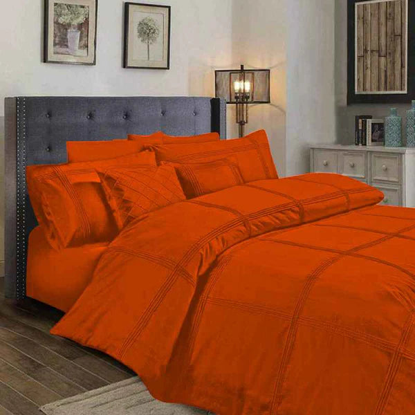 Box Pleated Duvet Set - Orange (014)
