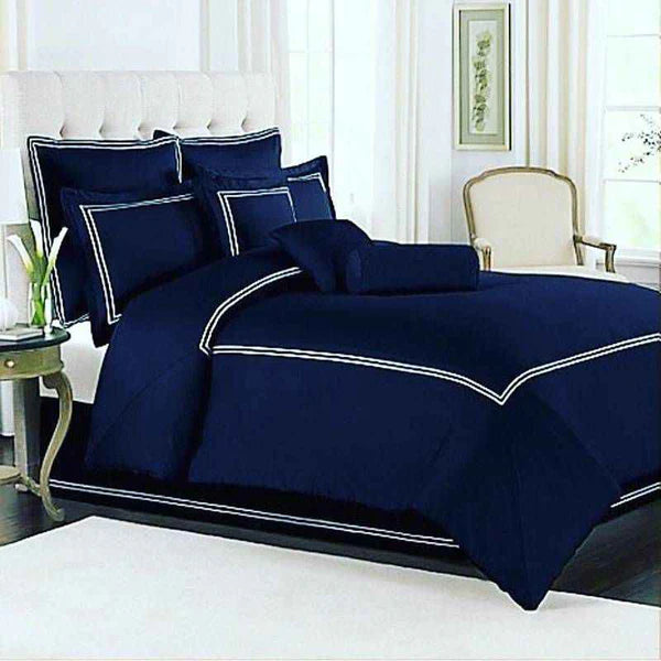 Cotton Sateen Baratta Stitch Duvet Set -  Blue & White