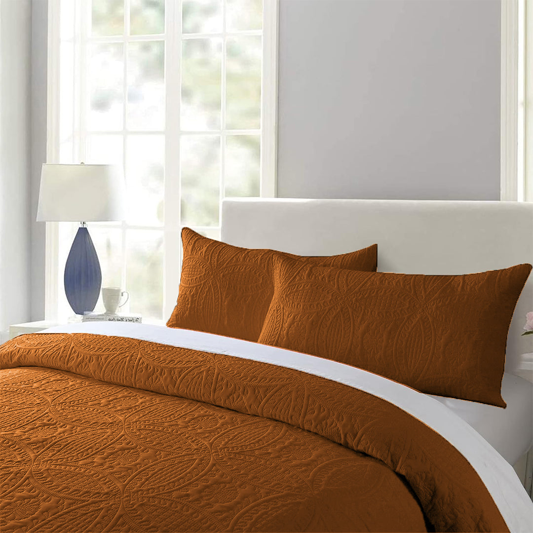3 Pcs Ultrasonic Bedspread - Light Brown (010)
