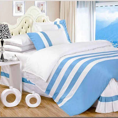 White & Sky Blue Stripe Duvet Set (221)