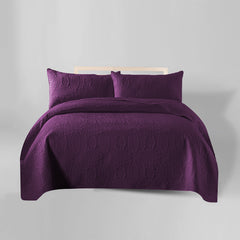 3 Pcs Ultrasonic Bedspread - Purple (008)