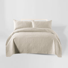 3 Pcs Ultrasonic Bedspread - Cream (013)