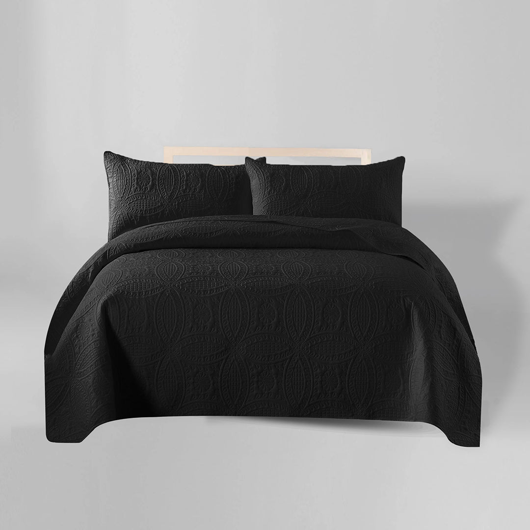 3 Pcs Ultrasonic Bedspread - Black (009)