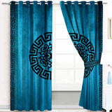 (2 Pieces) Luxury Splendid Velvet Curtain - Zinc & Black (0011)