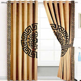 (2 Pieces) Luxury Splendid Velvet Curtain - Golden & Black (0006)