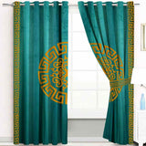 (2 Pieces) Luxury Splendid Velvet Curtain - Green & Golden (0007)