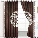 (2 Pieces) Luxury Splendid Velvet Curtain -  Brown & Off White (0002)
